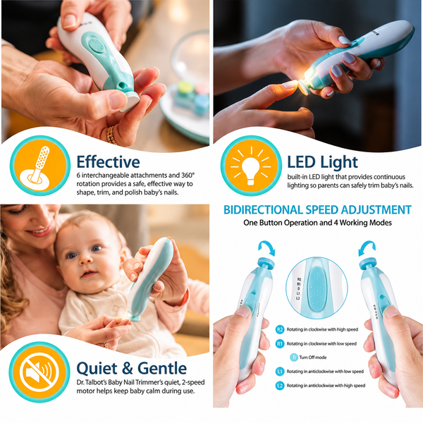 Nuvella™ 5-in-1 Elektrischer Baby-Nageltrimmer | Sanfte & sichere Nagelpflege