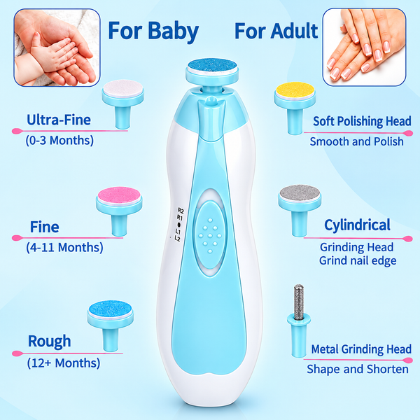 Nuvella™ 5-in-1 Elektrischer Baby-Nageltrimmer | Sanfte & sichere Nagelpflege