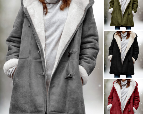 Yarelli™ Hochwertige Fleecejacke aus Wildleder mit halblanger Kapuze