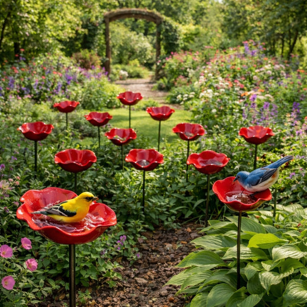 NaturaBloom™ Florale Gartenskulptur – Elegante Gartendekoration für Vögel & Bestäuber