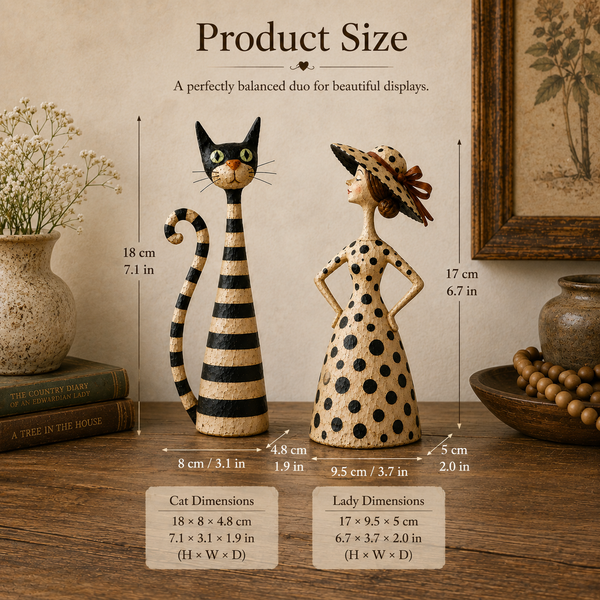 Catelina™ Vintage Katzen- & Damenfiguren – Charmantes 2-teiliges Cottage-Deko-Set