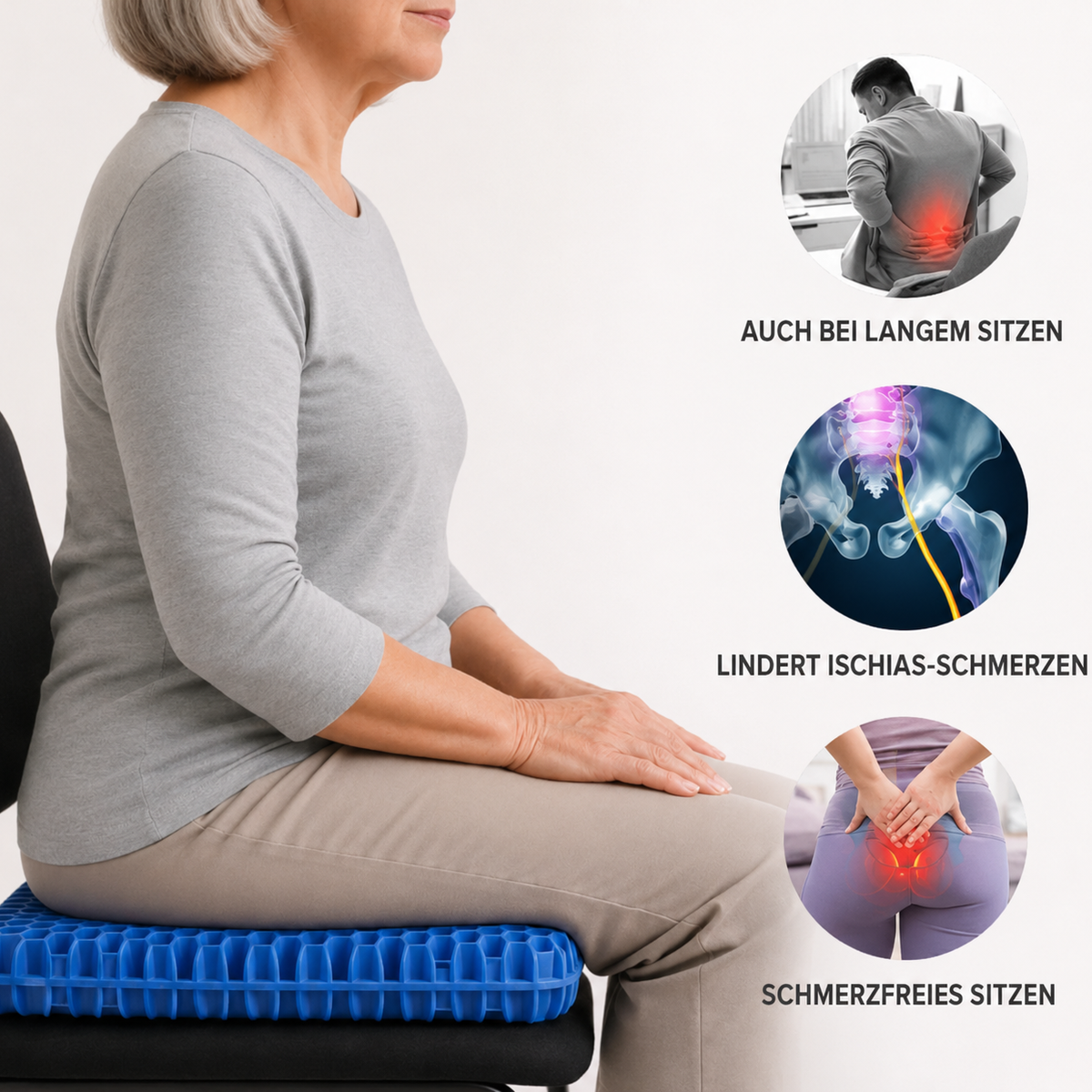 ComfortGrid™ | Ergonomisches Gel-Sitzkissen für langanhaltenden Sitzkomfort