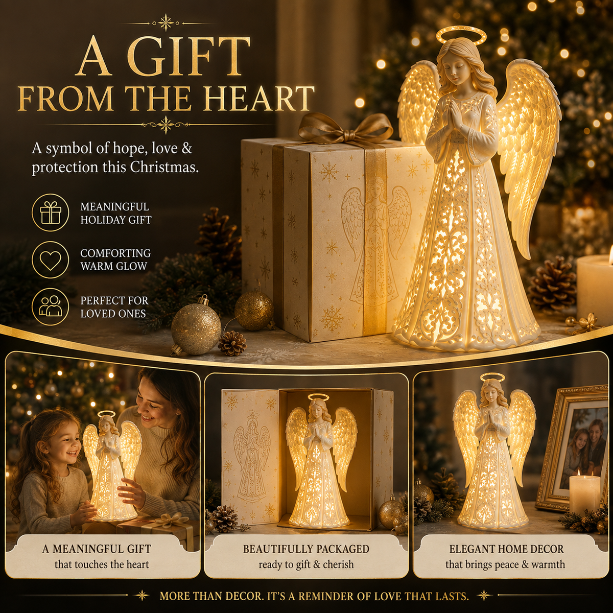 LumiAngel™ Weihnachtsengel-Licht – Warmer Goldschein für Hoffnung & Liebe | Bedeutungsvolle Weihnachtsdeko