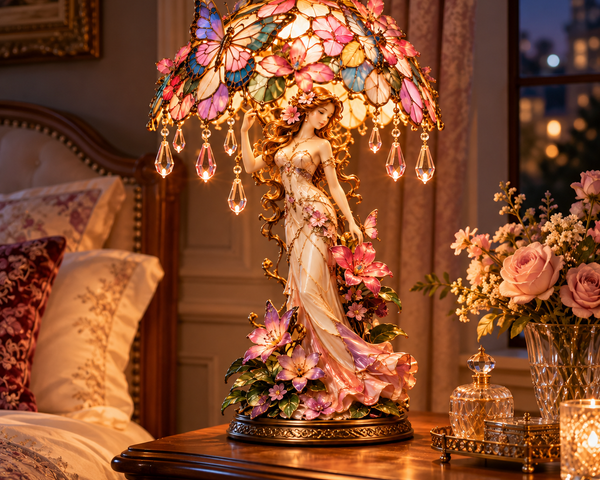 BlütenFairy™ Schmetterlingsfee-Tischlampe | Märchenhafter Lichterglanz & florale Eleganz