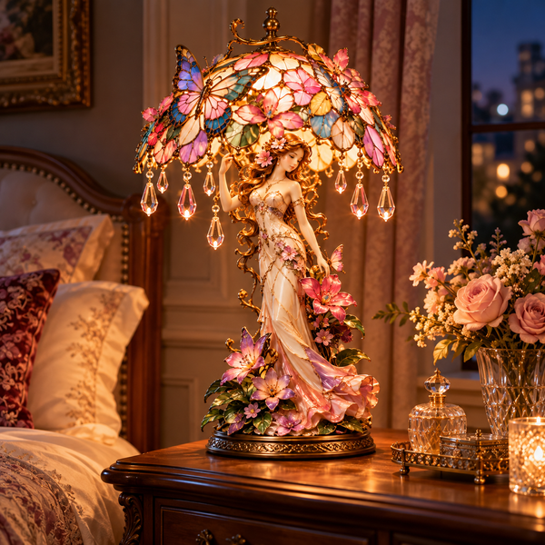 BlütenFairy™ Schmetterlingsfee-Tischlampe | Märchenhafter Lichterglanz & florale Eleganz