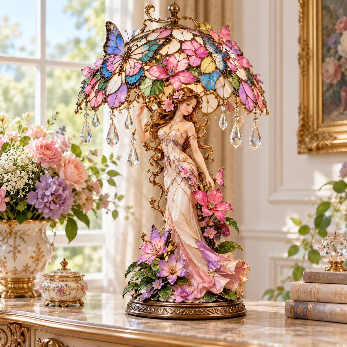 BlütenFairy™ Schmetterlingsfee-Tischlampe | Märchenhafter Lichterglanz & florale Eleganz