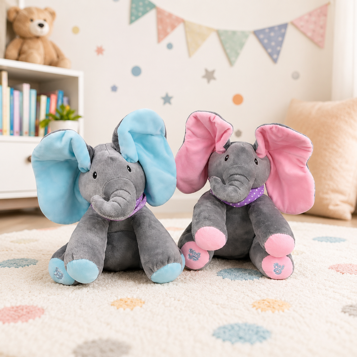 CuddleJoy™ Singender Elefant – Interaktives Kuscheltier mit beweglichen Ohren & Peekaboo-Spaß