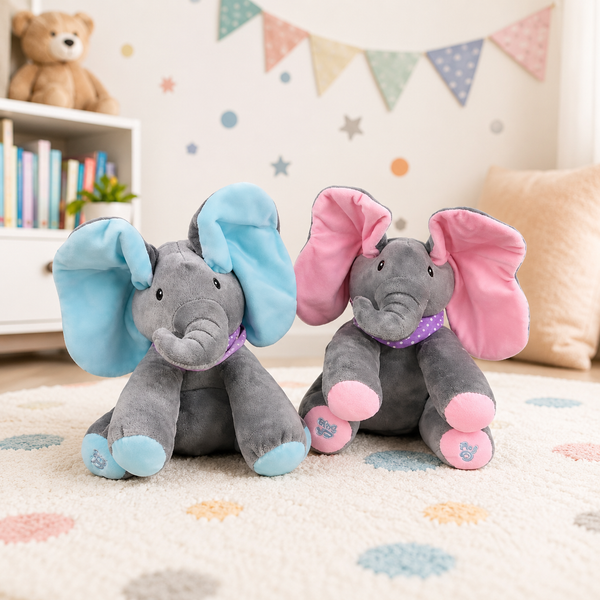 CuddleJoy™ Singender Elefant – Interaktives Kuscheltier mit beweglichen Ohren & Peekaboo-Spaß
