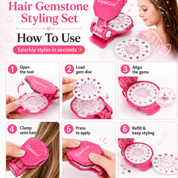 Glimmera™ Haar-Gemmen Styling-Set – Für funkelnde, kreative Frisuren
