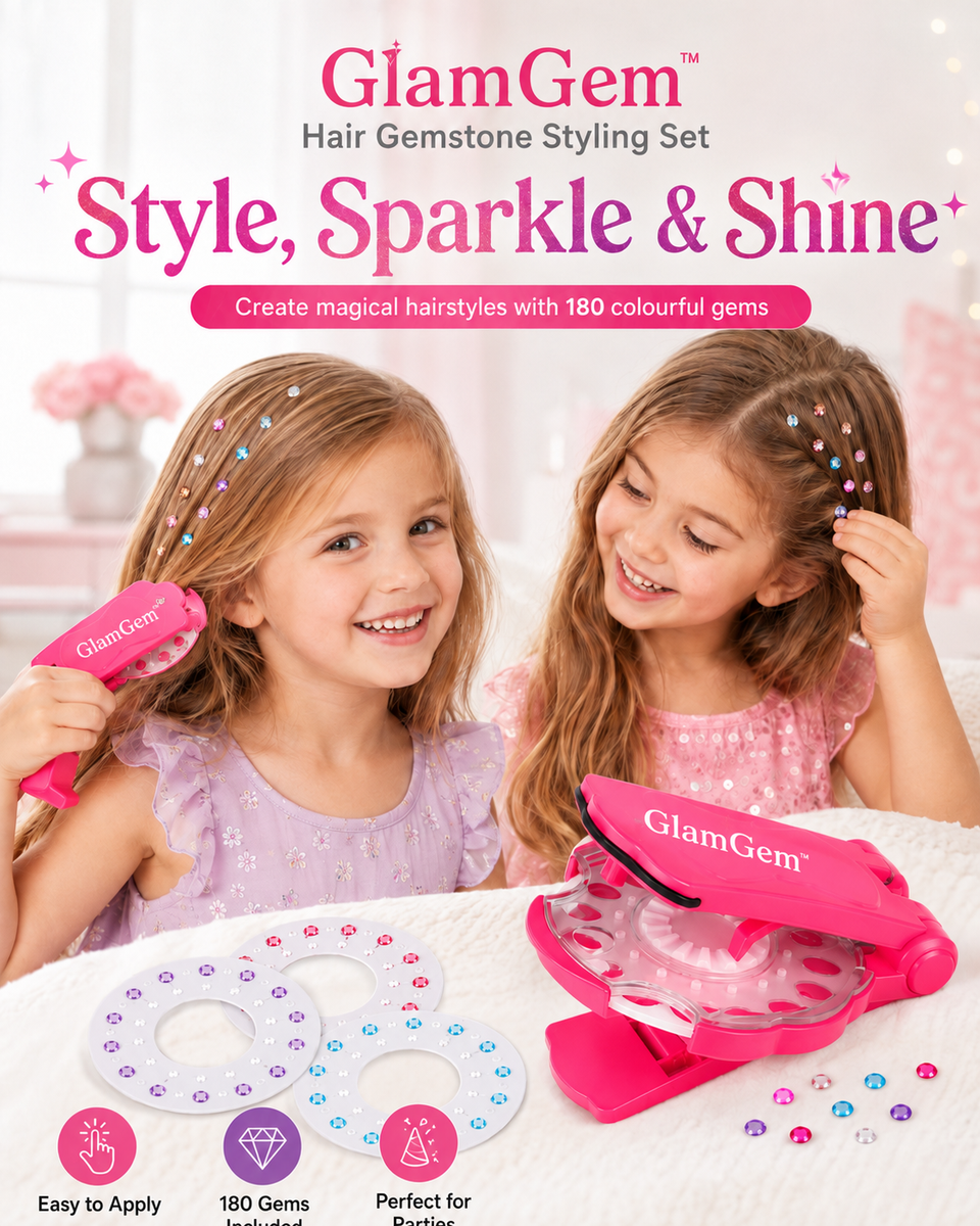 Glimmera™ Haar-Gemmen Styling-Set – Für funkelnde, kreative Frisuren