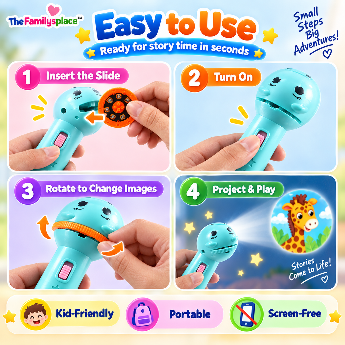 StoryLumo™ Kinder-Taschenlampen-Projektor | Fantasievolle Gute-Nacht-Geschichten