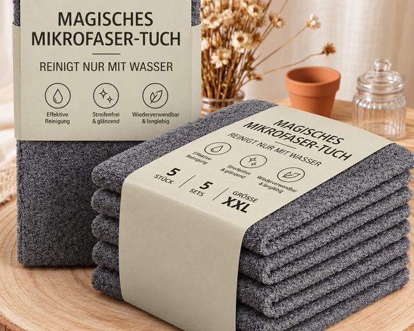 Cleariva™ Magische Mikrofasertücher | Streifenfreie Reinigung mit Wasser