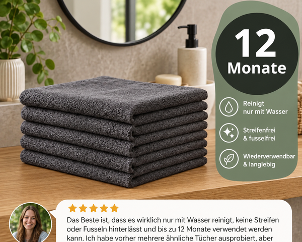 Cleariva™ Magische Mikrofasertücher | Streifenfreie Reinigung mit Wasser