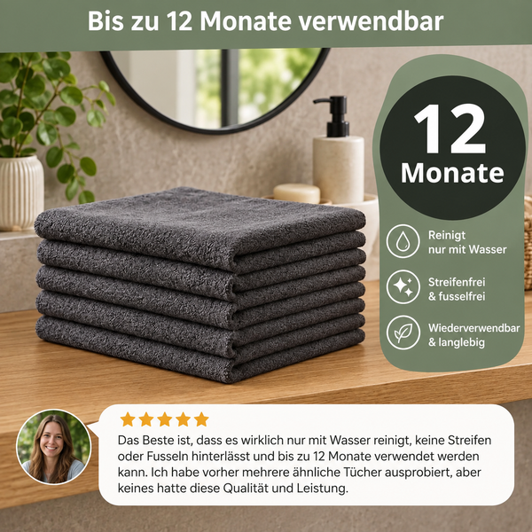 Cleariva™ Magische Mikrofasertücher | Streifenfreie Reinigung mit Wasser