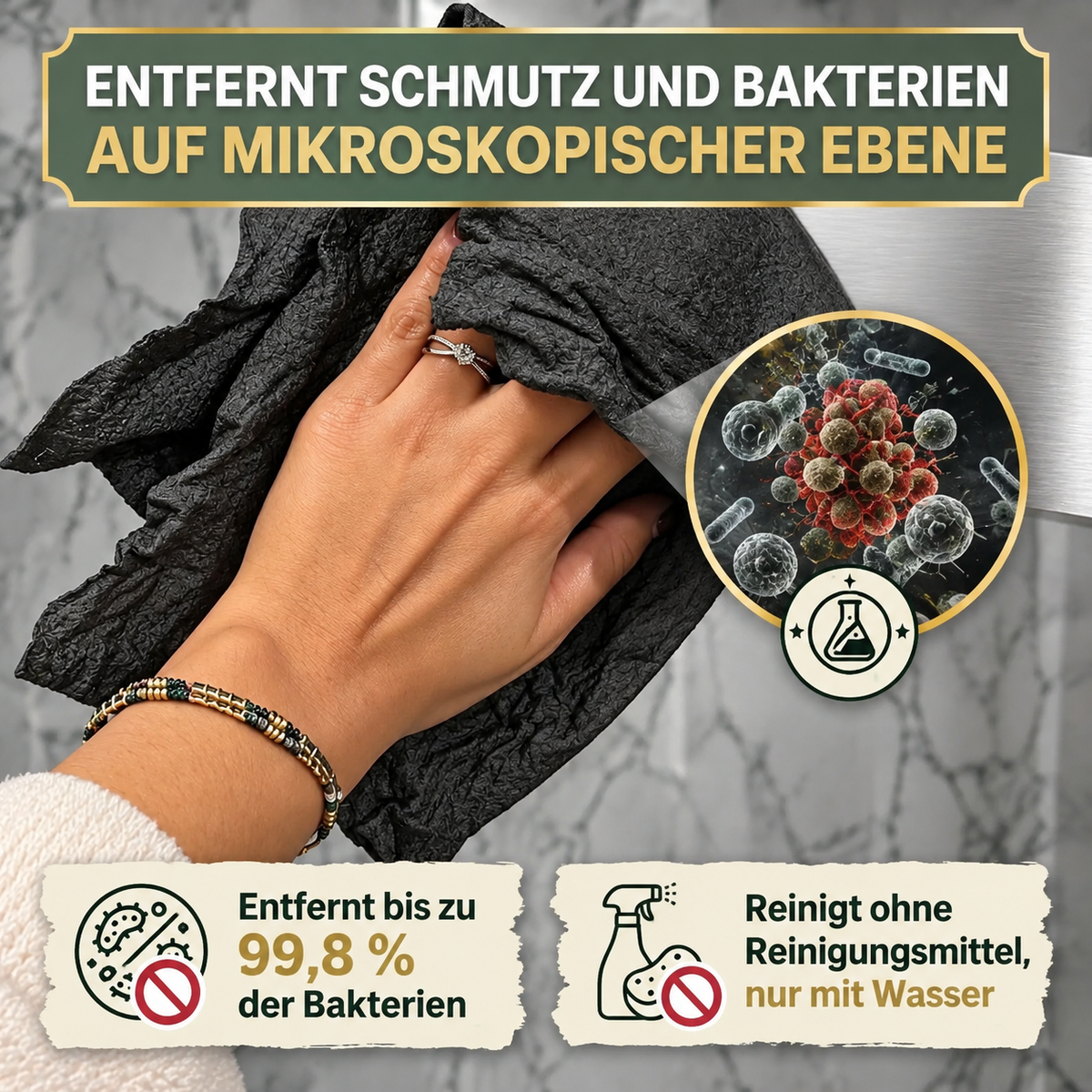 Cleariva™ Magische Mikrofasertücher | Streifenfreie Reinigung mit Wasser