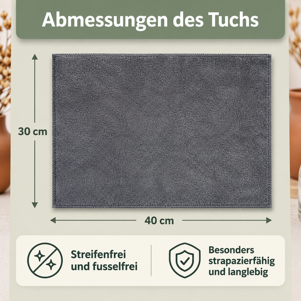 Cleariva™ Magische Mikrofasertücher | Streifenfreie Reinigung mit Wasser