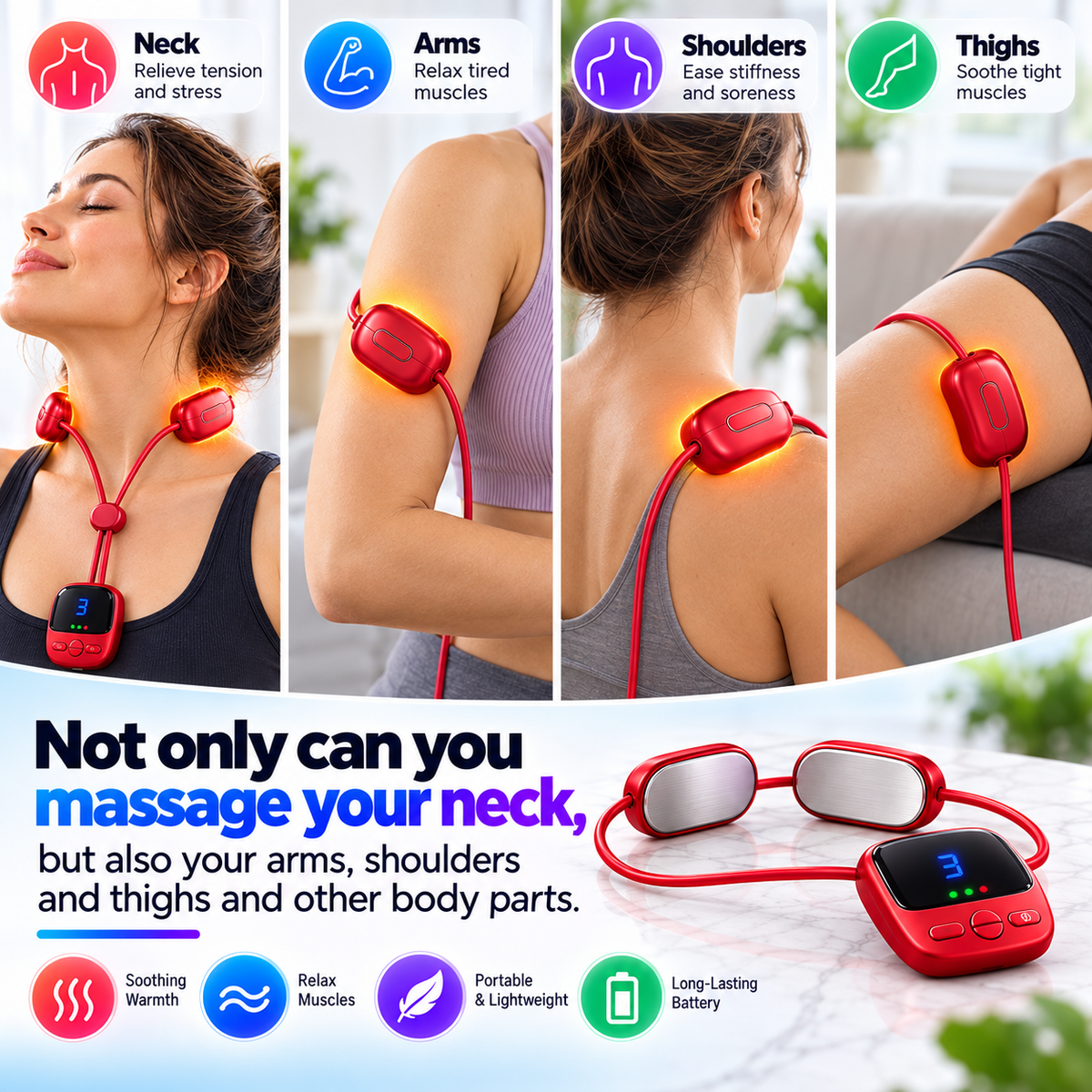 Nexora™ Nackenmassagegerät | Wärme & Entspannung für unterwegs
