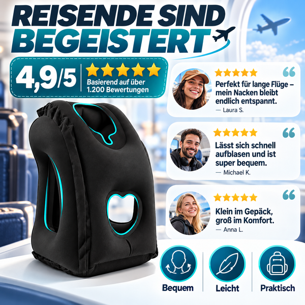 RestiVoy™ Aufblasbares Reisekissen – Ergonomische Nackenstütze für mehr Komfort unterwegs