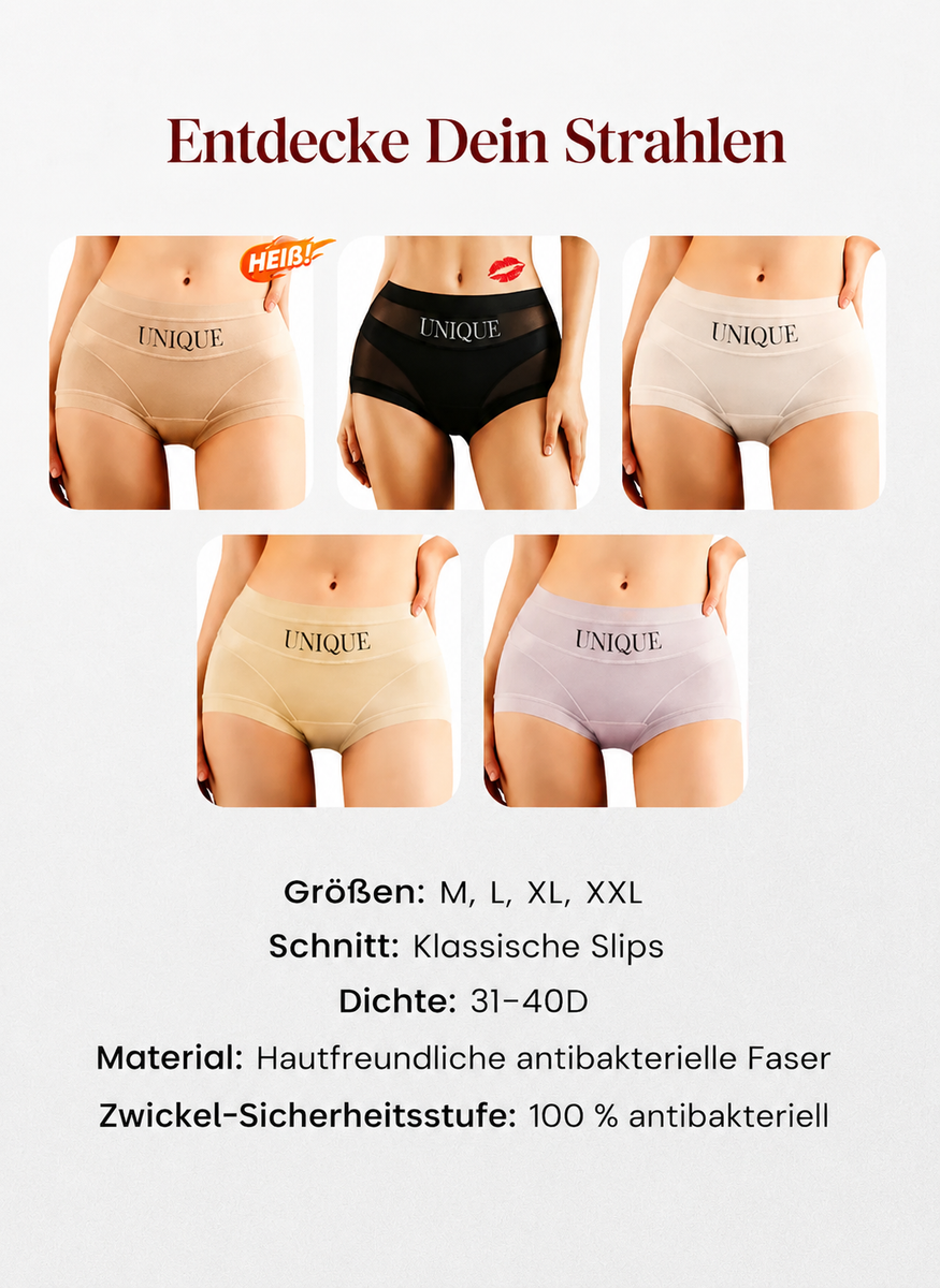 UNIQUE | Atmungsaktive Damen-Shorts-Unterwäsche | 2 Stück