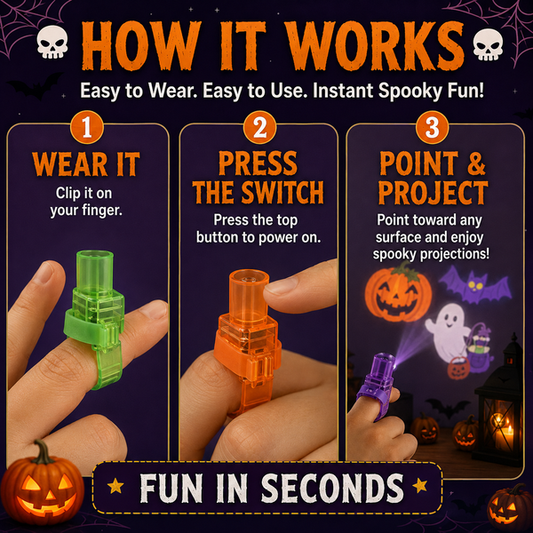 SpookyBeam™ Halloween-Fingerprojektor | Mini-Projektionen für schaurigen Partyspaß