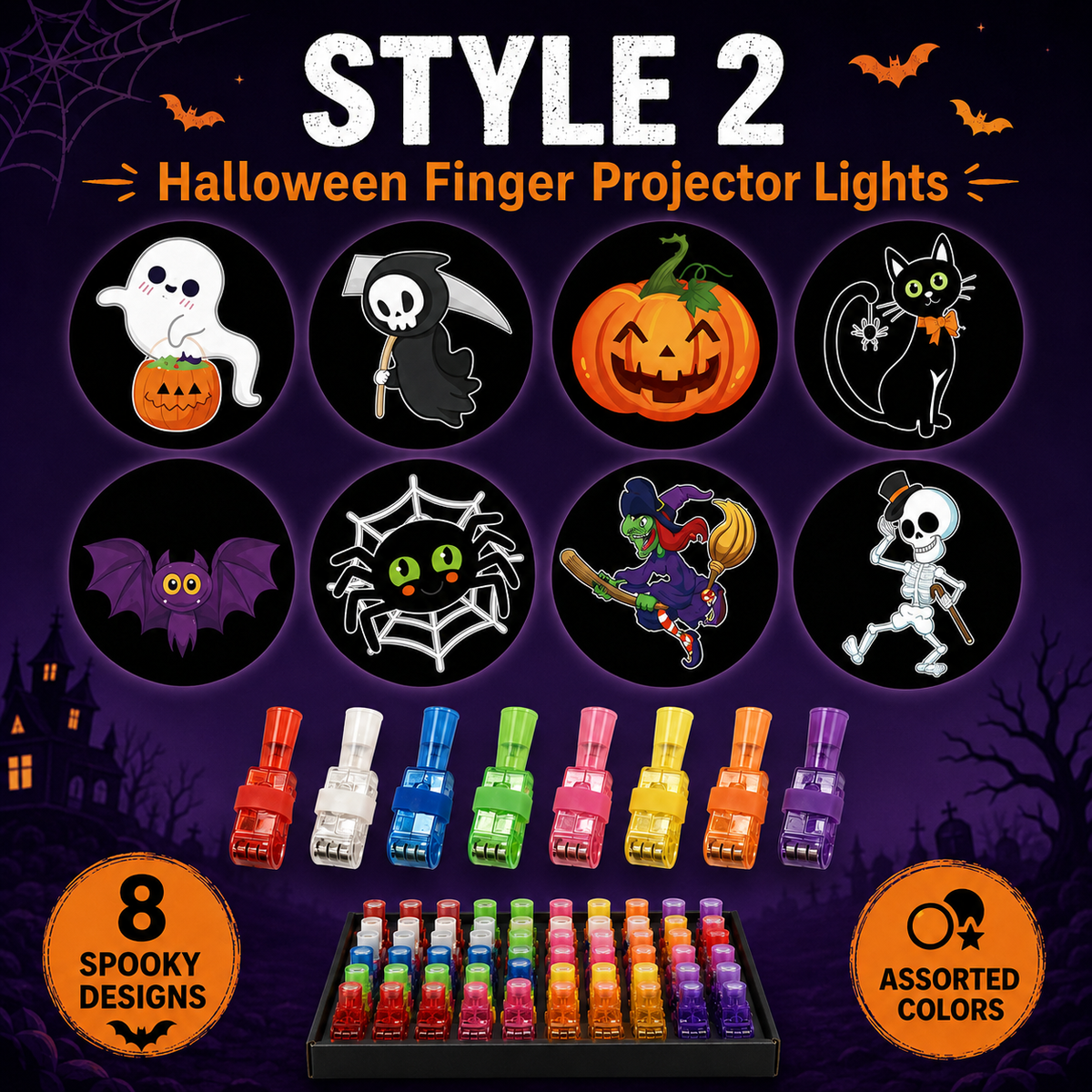 SpookyBeam™ Halloween-Fingerprojektor | Mini-Projektionen für schaurigen Partyspaß