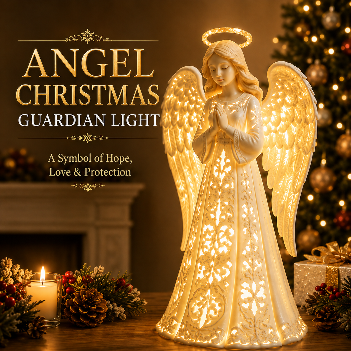 LumiAngel™ Weihnachtsengel-Licht – Warmer Goldschein für Hoffnung & Liebe | Bedeutungsvolle Weihnachtsdeko