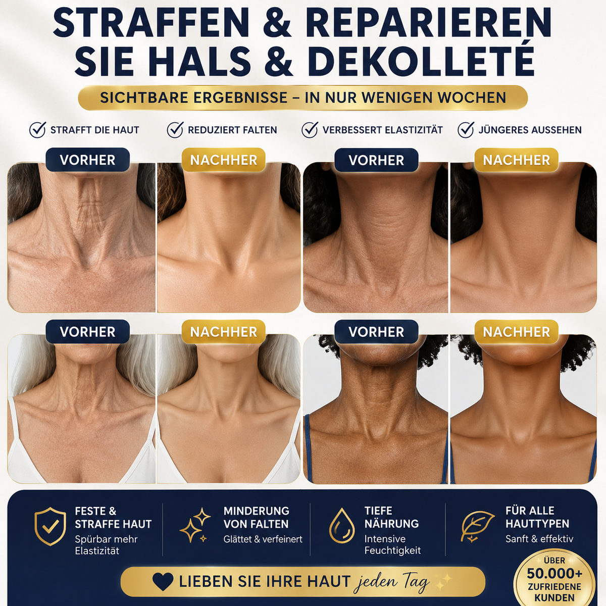 🔥 50% RABATT | SkinLift™ Straffende Kollagencreme mit 5-Rollen-Massagekopf