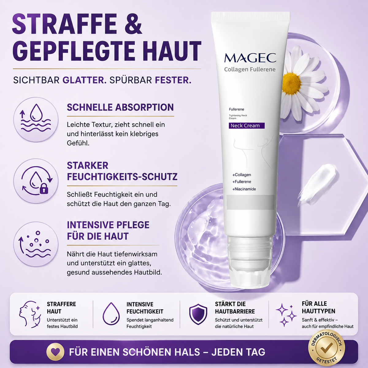 🔥 50% RABATT | SkinLift™ Straffende Kollagencreme mit 5-Rollen-Massagekopf