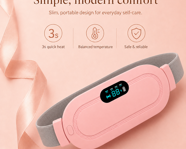 CramVera™ Perioden-Wärmegürtel – Wärme & Massage zur Linderung von Menstruationskrämpfen