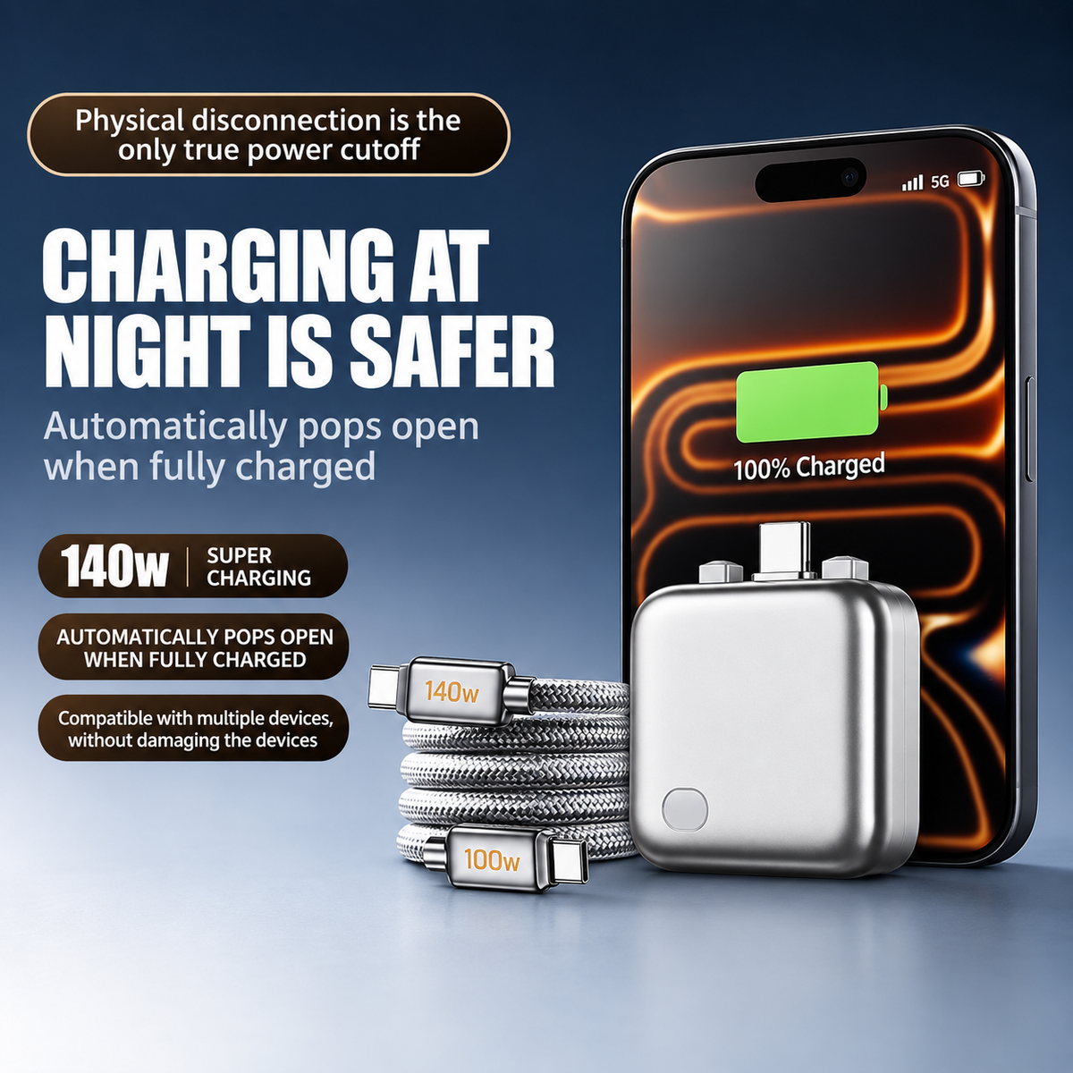 Voltiva™ USB-C Auto-Ladeadapter | 140W Schnellladen & intelligenter Ladeschutz