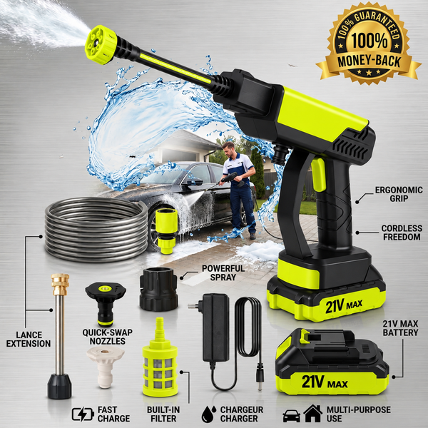 HydroForce™ Akku-Hochdruckreiniger – Kabellose Reinigungskraft für Auto, Garten & Zuhause
