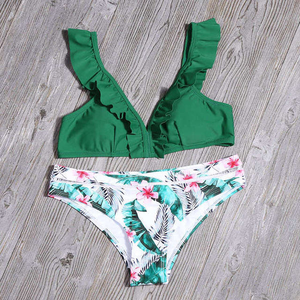 Jolie™ - Bikini mit hoher Taille und gefalteten Blättern