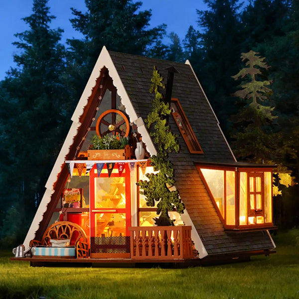 CabinLuma™ DIY Miniatur-Holzhütte – Gemütliche Waldszene bauen & mit warmem LED-Licht zum Leuchten bringen