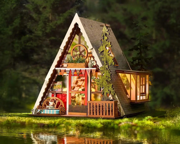 CabinLuma™ DIY Miniatur-Holzhütte – Gemütliche Waldszene bauen & mit warmem LED-Licht zum Leuchten bringen