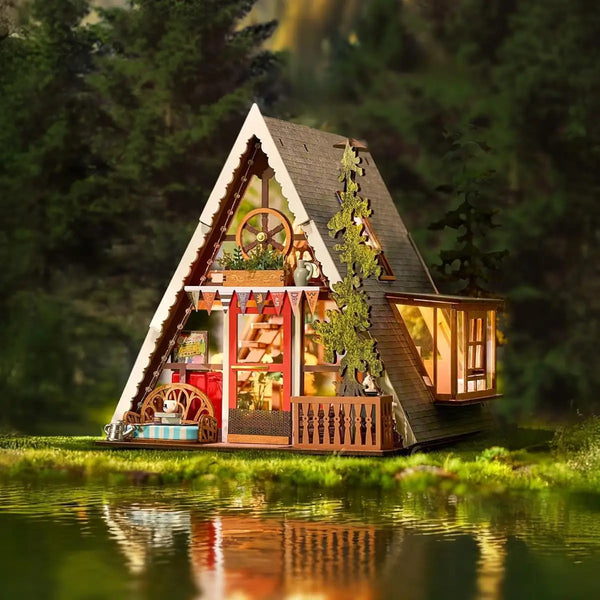 CabinLuma™ DIY Miniatur-Holzhütte – Gemütliche Waldszene bauen & mit warmem LED-Licht zum Leuchten bringen