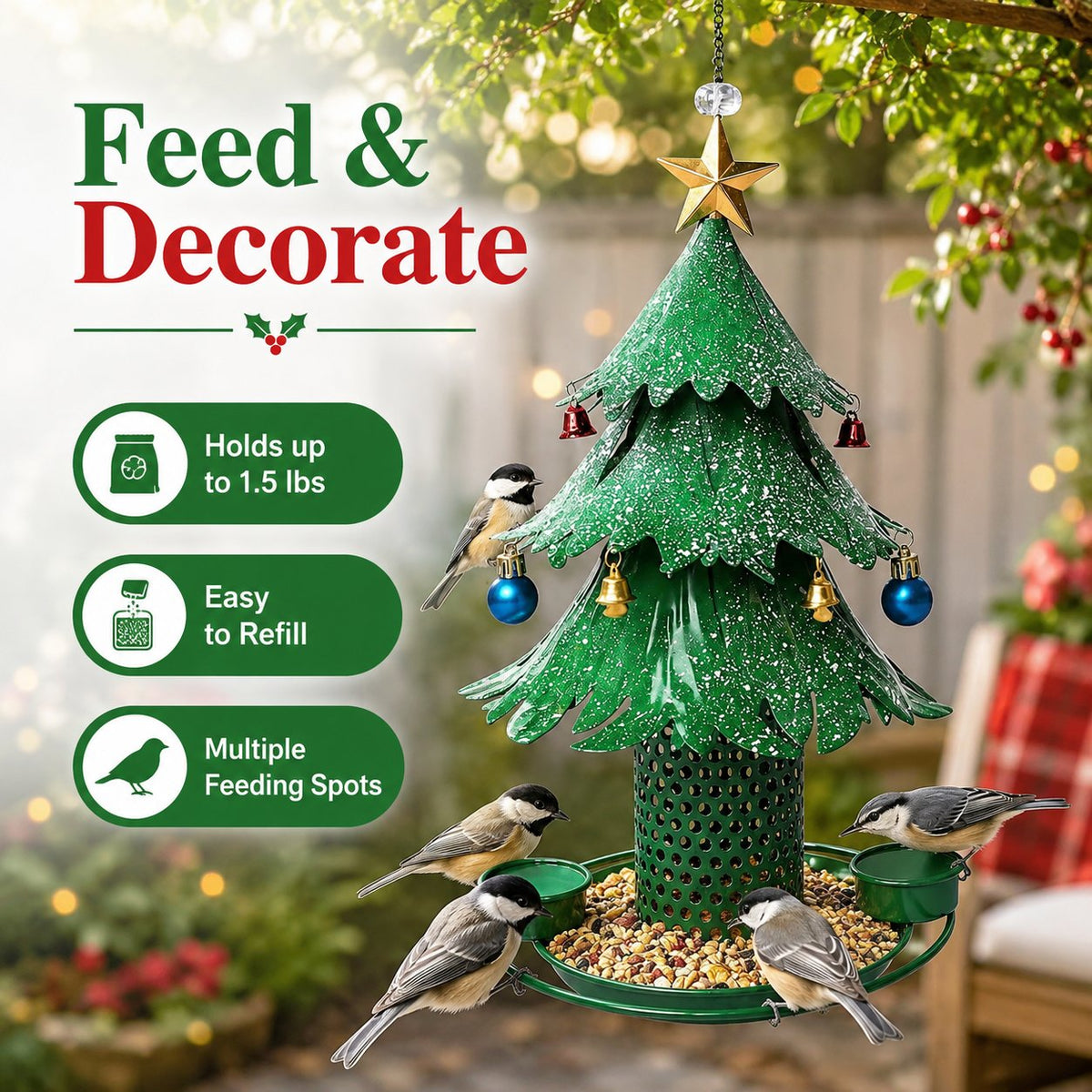 WinterNest™ Weihnachtsbaum-Vogelfutterhaus | Festliche Gartendeko für Wintervögel