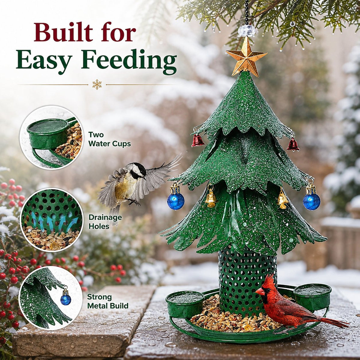 WinterNest™ Weihnachtsbaum-Vogelfutterhaus | Festliche Gartendeko für Wintervögel