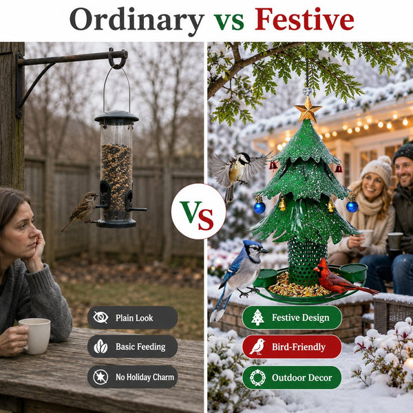 WinterNest™ Weihnachtsbaum-Vogelfutterhaus | Festliche Gartendeko für Wintervögel