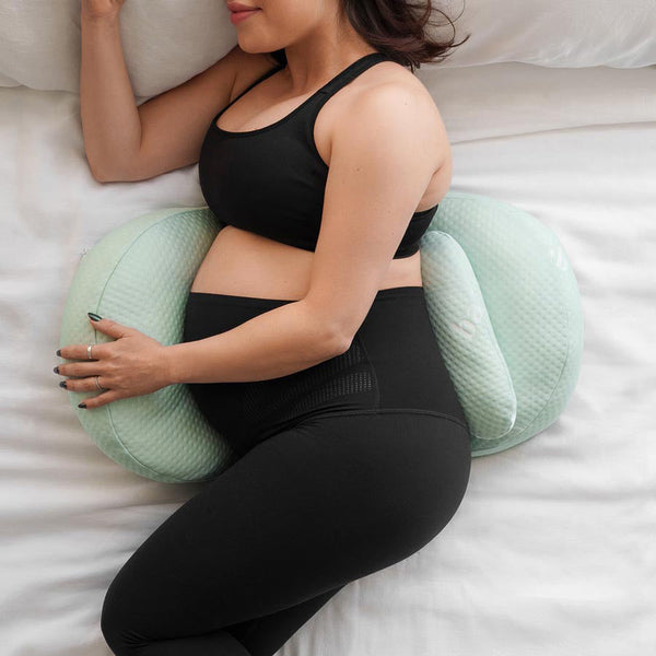 MumLuxe™ Schwangerschaftskissen – Unterstützung für Rücken, Hüfte & Bauch für erholsamen Schlaf