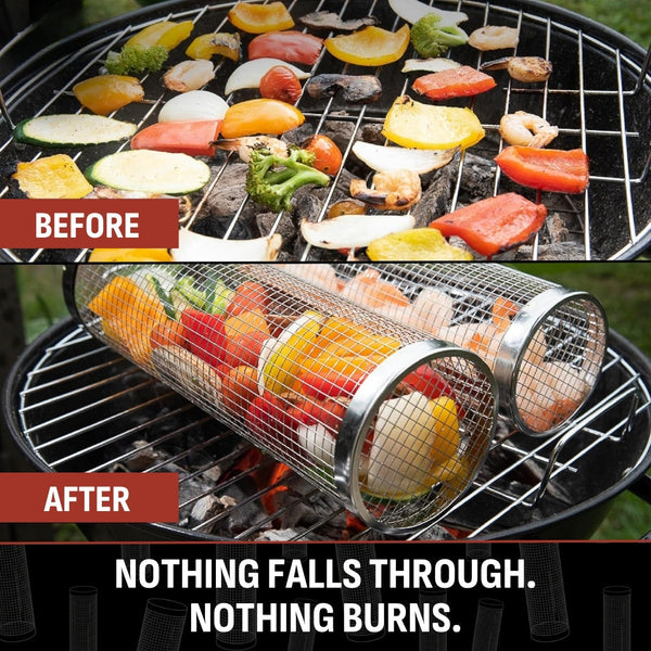 GrillVento™ Rotierender Grillkorb | Gleichmäßiges Grillen & kein Verrutschen kleiner Lebensmittel