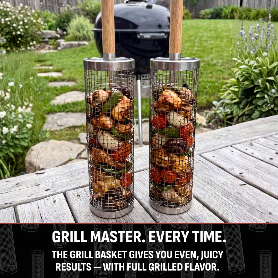 GrillVento™ Rotierender Grillkorb | Gleichmäßiges Grillen & kein Verrutschen kleiner Lebensmittel