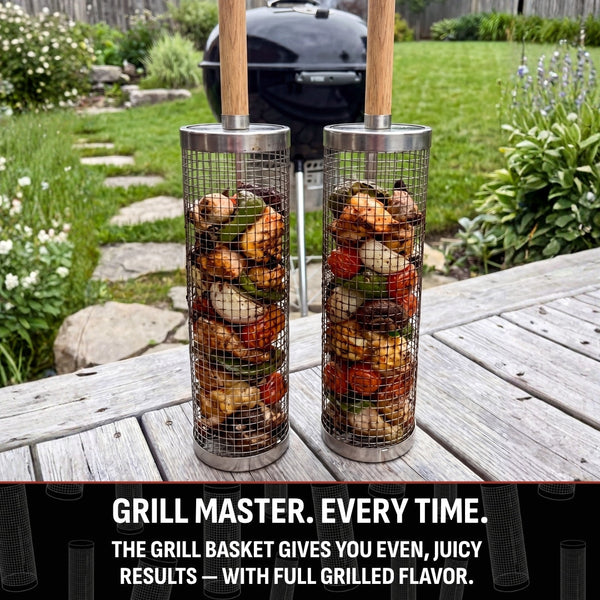 GrillVento™ Rotierender Grillkorb | Gleichmäßiges Grillen & kein Verrutschen kleiner Lebensmittel
