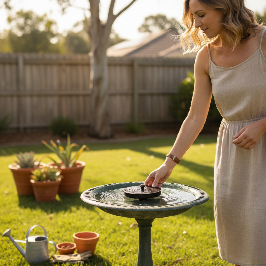 FloraLume™ Solar-Wasserspiel | Natürliche Gartenatmosphäre & beruhigendes Wasserspiel
