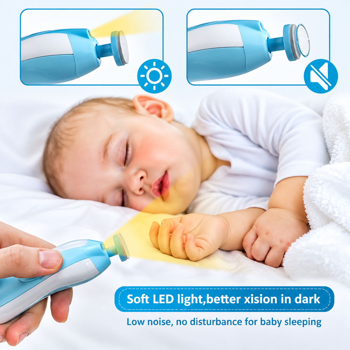 Nuvella™ 5-in-1 Elektrischer Baby-Nageltrimmer | Sanfte & sichere Nagelpflege