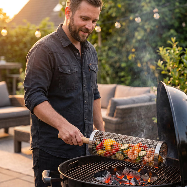 GrillVento™ Rotierender Grillkorb | Gleichmäßiges Grillen & kein Verrutschen kleiner Lebensmittel