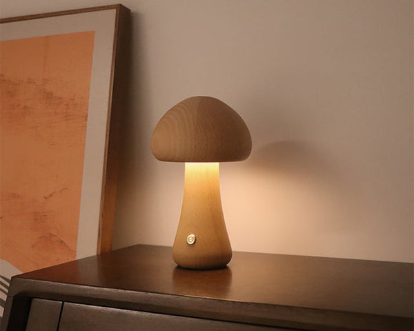 50% RABATT | MushroomLamp - Einzigartige Pilz-Tischlampe aus Holz