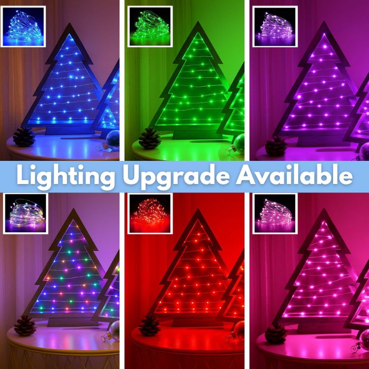 WoodLumi™ Weihnachtsbaum-Set – Beleuchtete Holz-Weihnachtsbäume mit LED-Lichtern | Gemütlicher Festtagsglanz