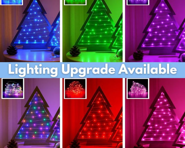 WoodLumi™ Weihnachtsbaum-Set – Beleuchtete Holz-Weihnachtsbäume mit LED-Lichtern | Gemütlicher Festtagsglanz