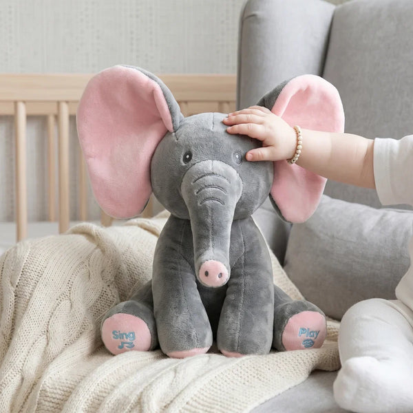 CuddleJoy™ Singender Elefant – Interaktives Kuscheltier mit beweglichen Ohren & Peekaboo-Spaß