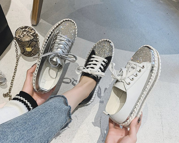 Guilia™ - Turnschuhe aus diamant silber leder